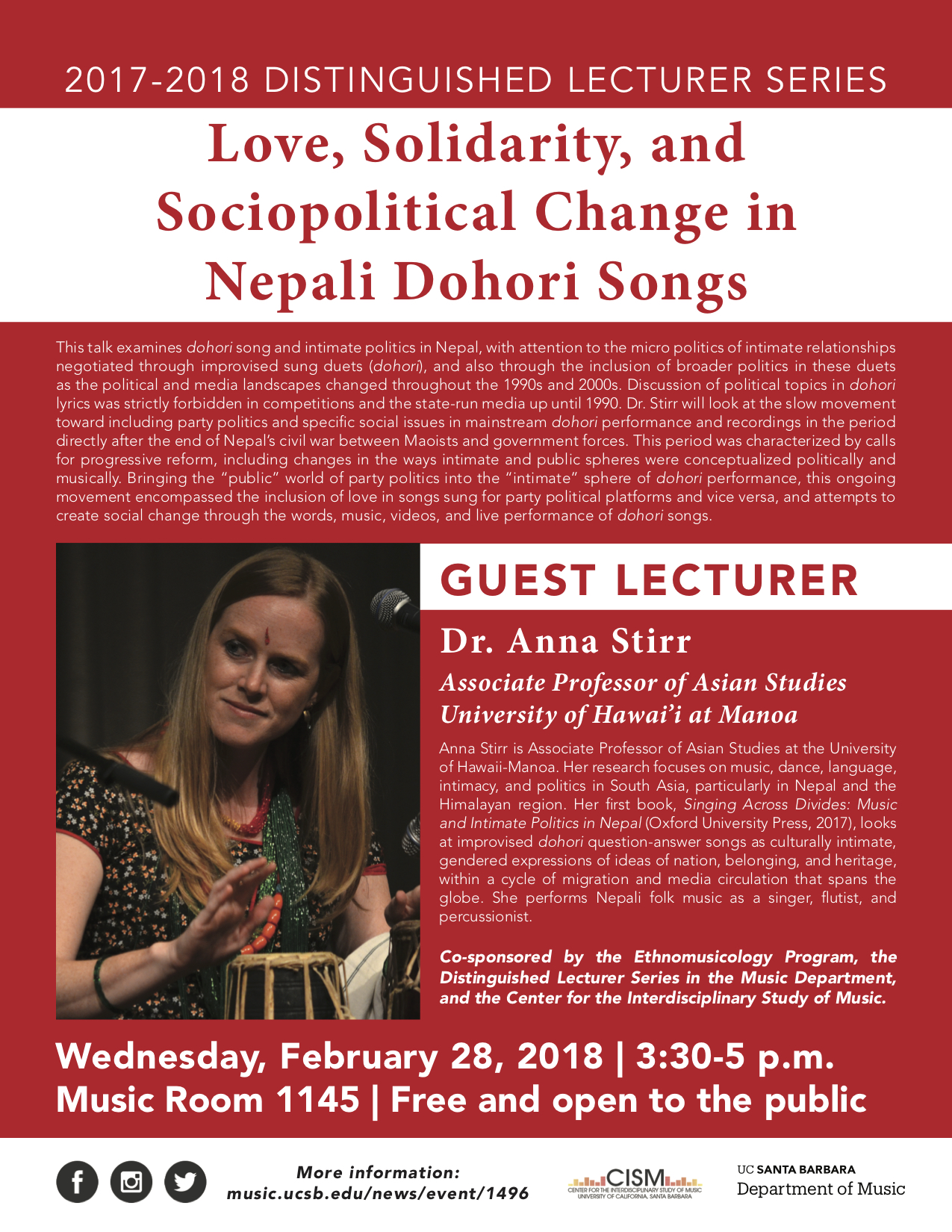 poster of anna stirr lecture